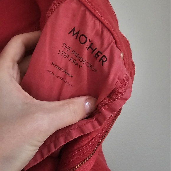 Mother The Insider Crop Step Fray in Hot Rod Red Size 24 - Picture 8 of 9